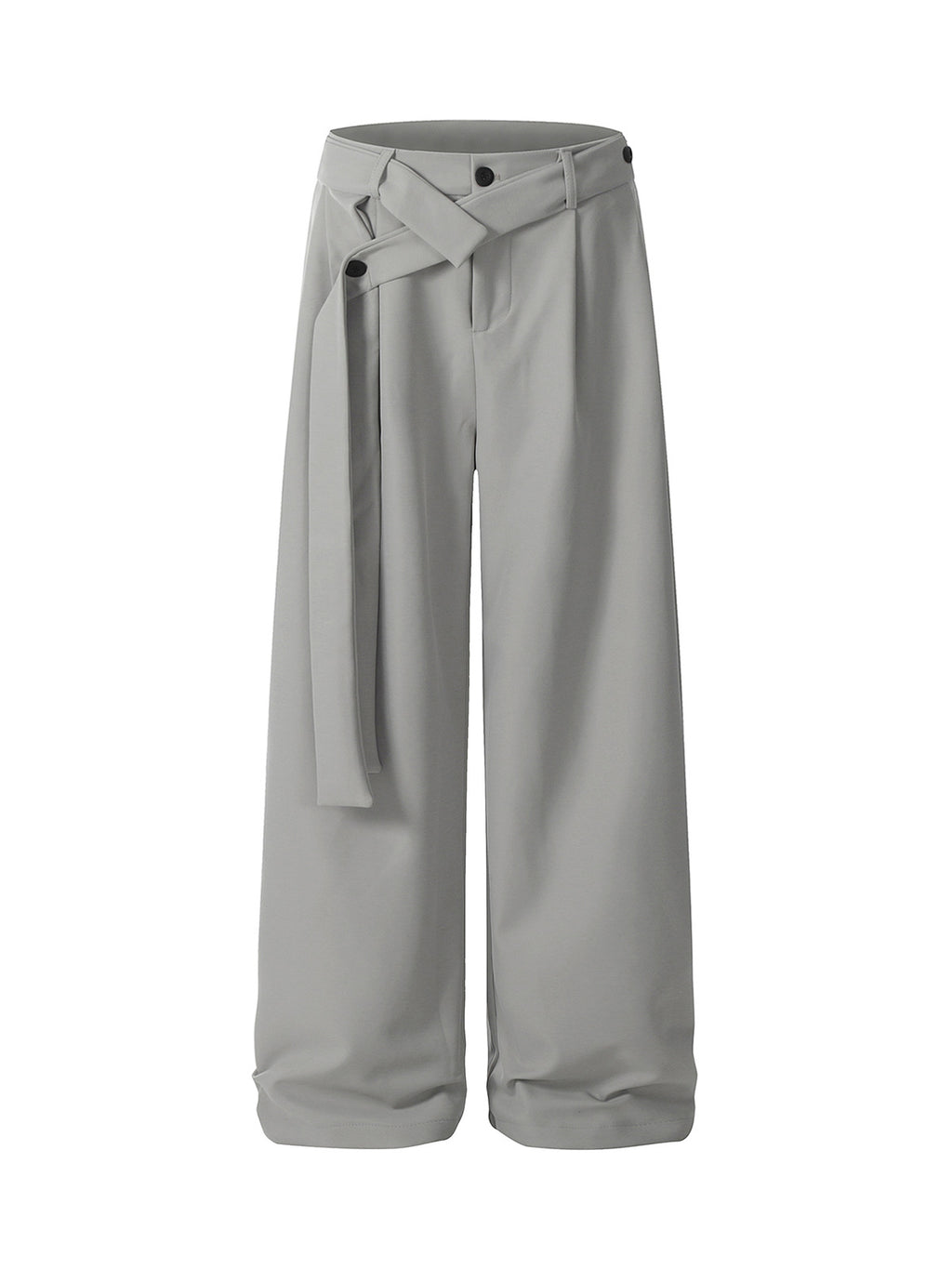 Men’s Wide-Leg Trousers with Wrap Belt and Button Closure – Casual and Office Wear for Spring and Autumn