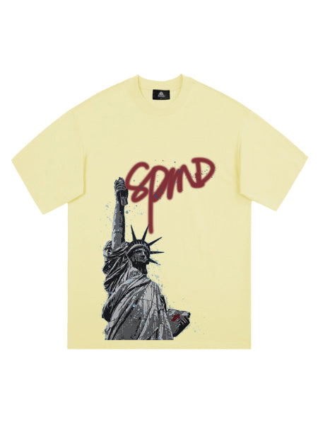 PrimeMasc Statue of Liberty Graphic T-Shirt for Men – Casual Streetwear Tee for Spring and Summer