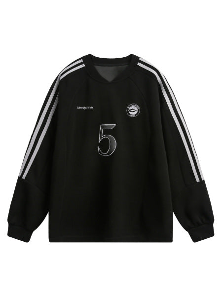 PrimeMasc Vintage Heavyweight Sports Bar Long Sleeve T-Shirt – Casual Cotton Blend Tee with Striped Trim